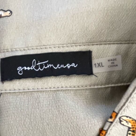 NWOT Good Times USA My Remedy Pant Top Set Sage Green Cheetah 1XL - Picture 7 of 9